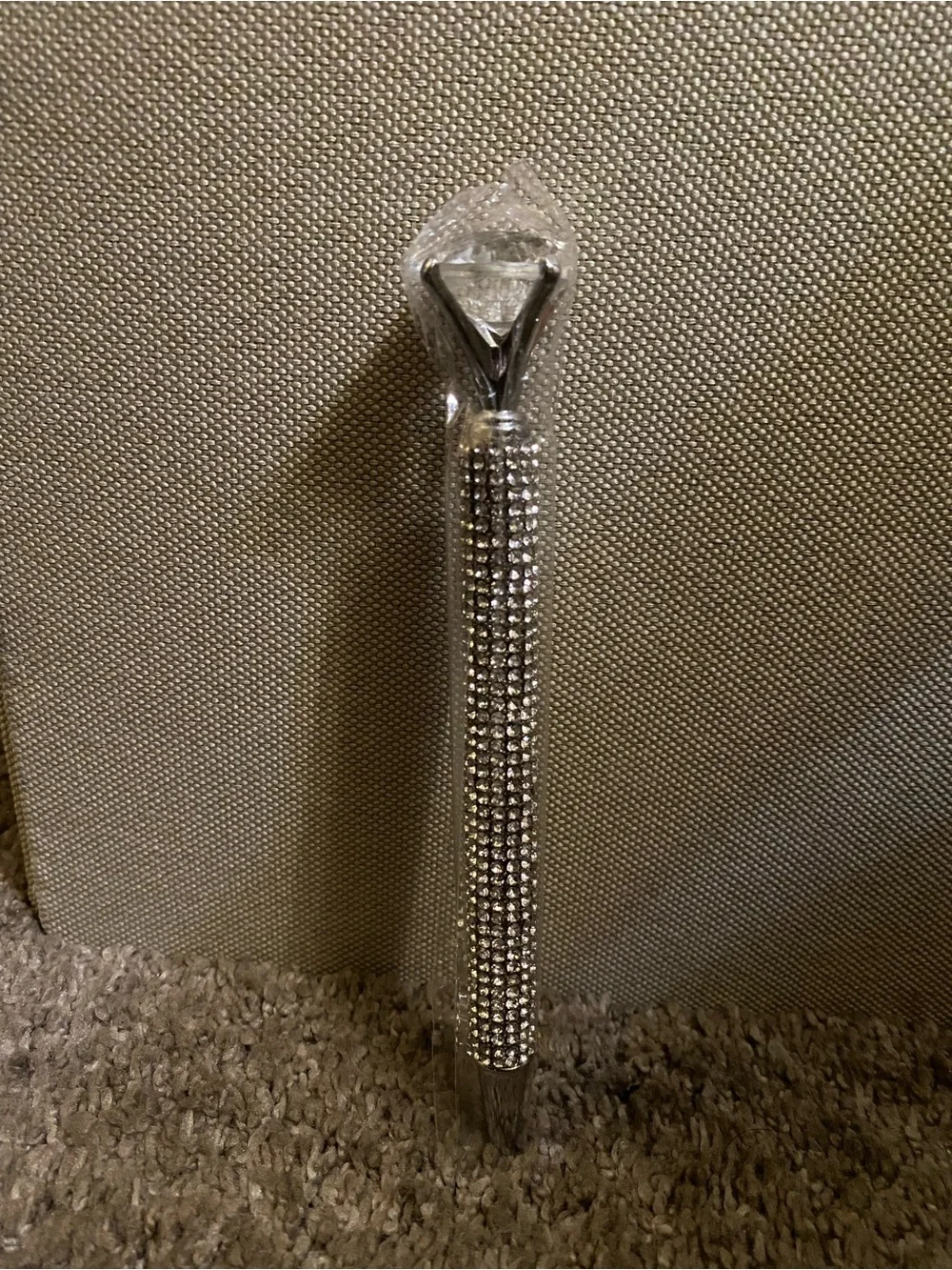 Rhinestone-Studded Silver Pen